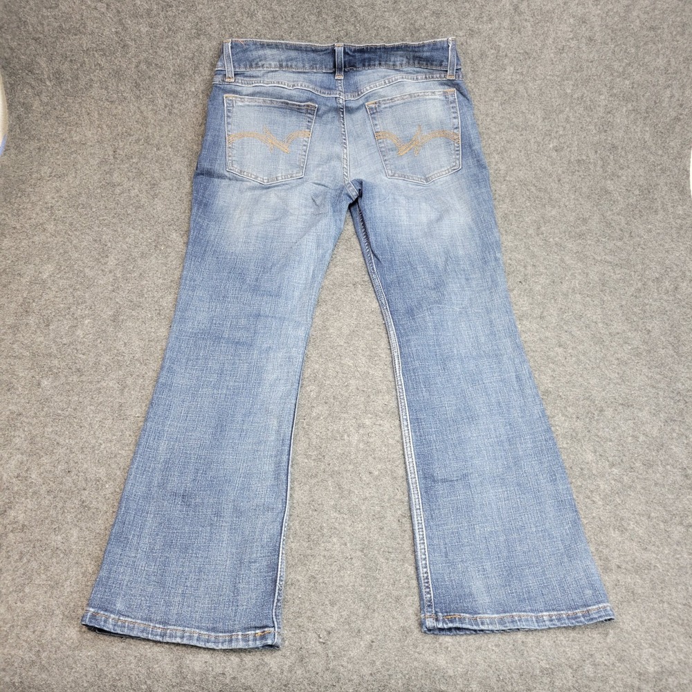 Wrangler Jeans Womens 11x30 Blue Boot Cut Stretch Western Distressed Y2K Flare - Picture 3 of 11